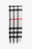 Burberry Grey/White Cashmere Fringe Scarf