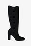 Pre-loved Chanel™ Black Stretch Fabric Camellia Tall Boots Size 37.5