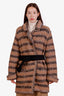 Pre-loved Chanel™ Beige Wool and Alpaca Striped CC Belted Knit Coat Size 40