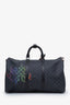 Louis Vuitton 2019 Limited Edition Damier Graphite Leather Interlinked Logo Keepall 50 with Strap