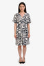 Weekend Max Mara White/Black Jersey Floral Print S/S Knee Length Dress Size S