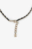 Pre-loved Chanel™ 22K Gold Tone Leather-interlaced Chain Letter Drop Necklace
