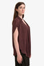 Haute Hippie Maroon Silk Sheer Short Sleeve Top Size M