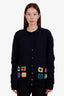 JW Anderson Black Wool Crochet Flower Pocket Cardigan Size M