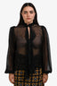 Thomas Wylde Black Sheer Silk Ruffle Blouse Size L