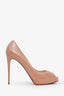 Christian Louboutin Nude Patent Leather Peep Toe Heels Size 41.5