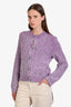 Maje Purple/White Sequined Knit Button Down Sweater Size 1