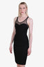 Burberry Prorsum Black Silk Mesh Ruched Midi Dress Size 40
