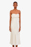 House Of CB Cream Strapless Satin Midi Dress Size S