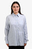 Sibel Saral Blue Gingham Cotton Wrinkle Button-Up Shirt Size L