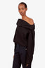 Lemaire Black Cotton Long Sleeve Off The Shoulder Top Size 42
