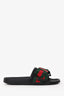 Gucci Black Rubber Vintage Web Bow Slide Sandals Size 36