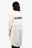 Jil Sander White Logo Printed Cinch Waist Coat Size 46