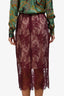 L'Agence Burgundy Lace Midi Skirt Size 6