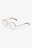 Pre-loved Chanel™ Silver/Gold Plated Chain Trim Detail Oval Glasses with Pearl Leather Chain