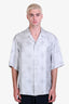 Louis Vuitton Light Blue Silk Monogram Button Down Shirt Size L Mens