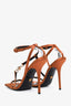 Versace Brown Satin Crystal Embellished Open Toe Heels Size 39