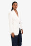 Brunello Cucinelli White Linen Shoulder Padded Single Button Blazer Size 38