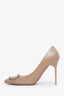 Burberry Taupe Patent Leather Buckle Detail Heels Size 37.5