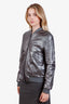 Eleventy Silver Leather Bomber Jacket Size 46
