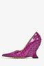 Bottega Veneta Purple Patent Croc-Embossed Punta Heels Size 35