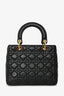Christian Dior 2017 Black Nappa Leather Medium Lady Dior With Strap
