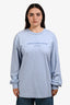 Alexander Wang Blue Glitter Logo Long Sleeve Top Size L