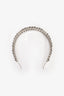 Miu Miu Silver Tone Faux Pearl Crystal Detail Double Headband