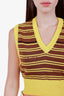 Miu Miu Yellow/Brown Wool Striped Border Logo Knit Vest Size 36