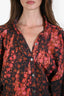 Acne Studios Red/Black Draped Floral Print Cotton Midi Dress Size 38