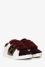 Fendi White/Red Leather Shearling Zucca FF Logo Trimmed Sneakers Size 36
