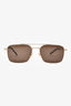 Gucci Gold Metal Tortoise Square Frame Sunglasses