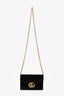 Gucci Black GG Marmont Chain Wallet Matelasse Velvet Mini