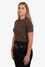 Fendi Brown/Black Zucca Print SS Knit Top Size 36
