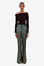 Gucci Green/Gold Metallic GG Flared Leg Pants Size 42