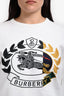 Burberry White Cotton Crest Long Sleeve Crewneck Top Size L