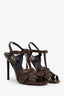 Saint Laurent Brown Calfskin Crocodile Embossed Tribute 105 Sandals Size 40