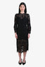 Ba&sh Black Knit Eyelet Long Sleeve Midi Dress Size S