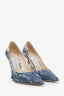 Jimmy Choo Black/White Canvas Printed Pointed Toe Heels Size 38