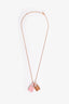 Hermès 2021 Rose Plated Pink Leather 'O'Kelly' Pendant Necklace