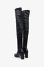 Saint Laurent Black Leather YSL Logo Knee High Boots Size 37.5