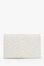 Saint Laurent White Grained Leather Chevron Envelope Wallet on Chain