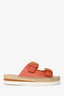 See By Chloe Orange Leather Glyn Dual-Buckle Espadrille Sandals Size 36