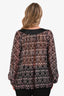 Thomas Wylde Black/Pink Printed Sheer Silk Off-the-Shoulder Top Size Medium