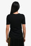 3.1 Phillip Lim Black Ribbed Scallop Neck Short Sleeve Side Tie Top Size XS