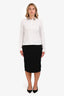 Burberry White Cotton Nova Check Collar Trim Long Sleeve Polo Shirt Size L