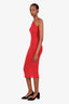 Rick Owens Red Ribbed Halter Neck Maxi Dress Size 4