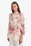 Giambattista Valli Cream/Pink Floral Sheer Silk Blouse Size 44