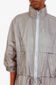 Prada Grey Nylon Zip Up Midi Jacket Size 40