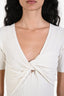 Frame White Ribbed Short Sleeve Layered Wrap Sweater Dress Size XS